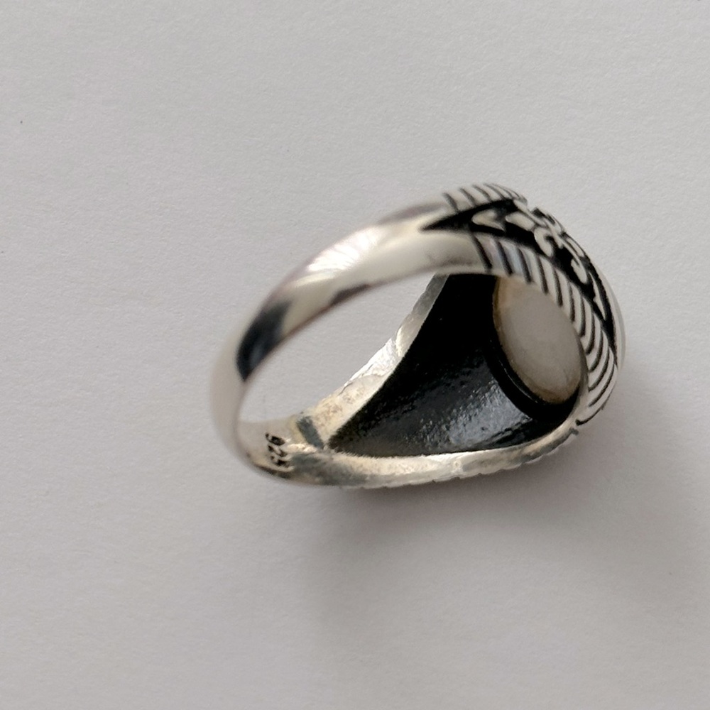 925 Silver fleur de lis white stone ring - Picture 5 of 5